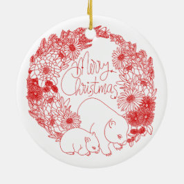 Wombat Christmas Red Keramik Ornament