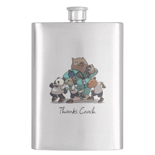 Wombat Danke Trainer-Geschenk Sport-Trainer Kunstw Flachmann (Vorderseite)
