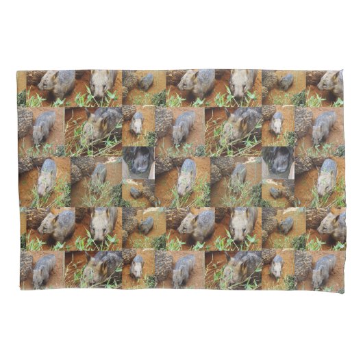 Wombat-FotoCollage, Kissenbezug (Vorderseite)
