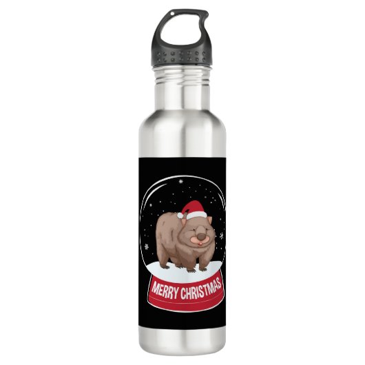 Wombat Frohe Weihnachtsschneeball Edelstahlflasche (Vorderseite)