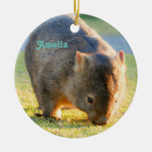 Wombat Fun Niedlich Name Australian Nature Fotogra Keramik Ornament