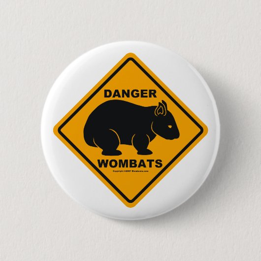 Wombat Gefahrenverkehrsschild Button (Vorderseite)