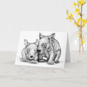 Wombat Joeys Grußkarte Karte (Gelbe Blume)