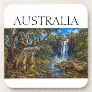 Wombat Känguru Wasserfall Getränkeuntersetzer