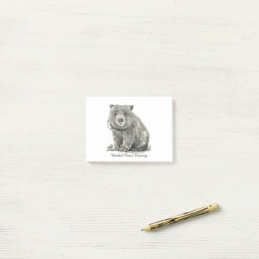Wombat Pencil Zeichnend Post-it Klebezettel (Auf Schreibtisch)