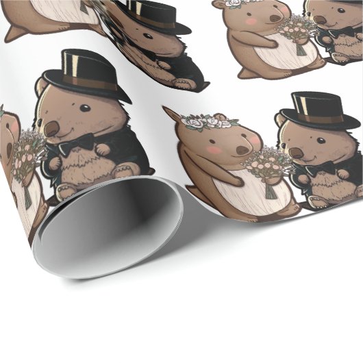 Wombat Wedding Geschenkpapier (Rolleneckpunkt)