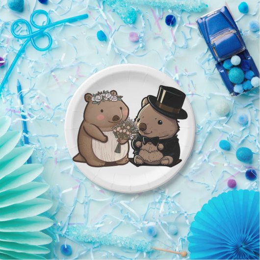 Wombat Wedding Pappteller (Party)