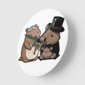 Wombat Wedding Runde Wanduhr (Winkel)