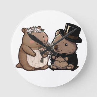 Wombat Wedding Runde Wanduhr
