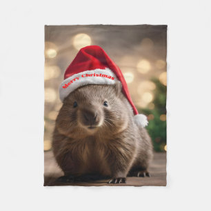 "Wombat Wonderland: Ein gemütlicher Heiligabend" Fleecedecke