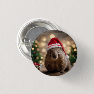 "Wombat Wonderland: Ein gemütlicher Weihnachtsaben Button