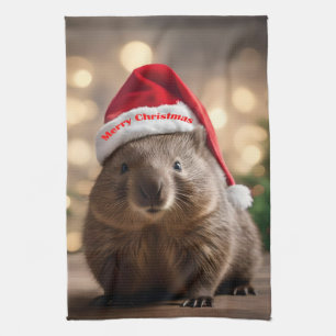 "Wombat Wonderland: Ein gemütlicher Weihnachtsaben Geschirrtuch
