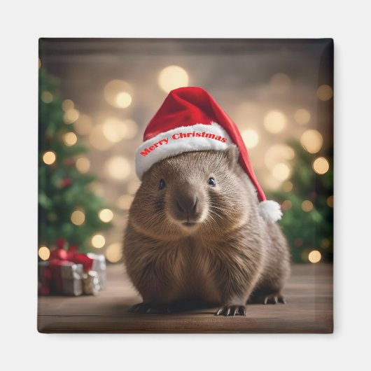 "Wombat Wonderland: Ein gemütlicher Weihnachtsaben Magnet (Vorne)