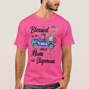 Women 4th July American Flag Patriotic Meured Mom T-Shirt