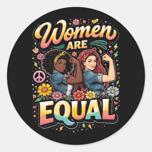 Women Are Equal Runder Aufkleber (Vorderseite)