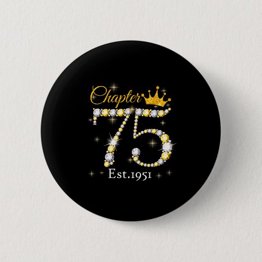Women Chapter 75 Fabulous Est 1951 75th Birthday Q Button (Vorderseite)