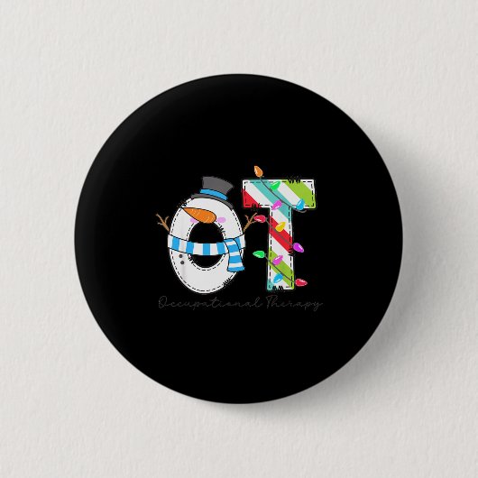 Women Christmas Occupational Therapy Ot Ota Snowma Button (Vorderseite)
