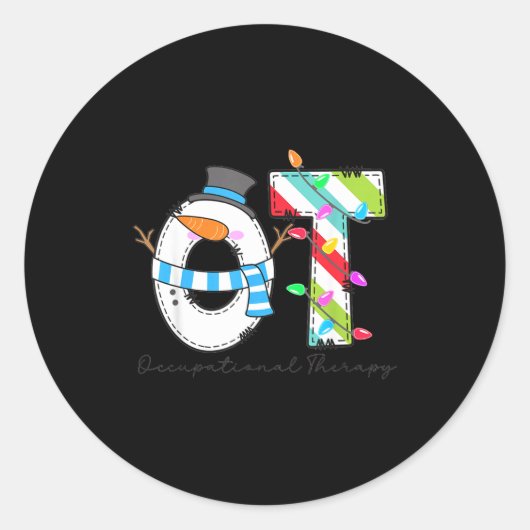 Women Christmas Occupational Therapy Ot Ota Snowma Runder Aufkleber (Vorderseite)