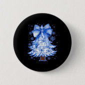 Women Christmas Tree Chinoiserie Blue Floral Coque Button (Vorderseite)