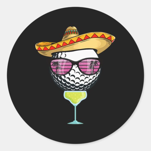 Women Cinco de Mayo Golf Ball mit Sombrero Margar Runder Aufkleber (Vorderseite)