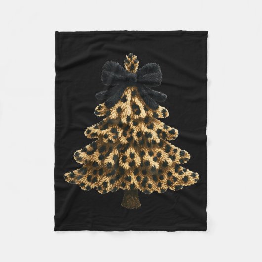Women Coquette Bow Leopard Christmas Tree Xmas Hol Fleecedecke (Vorderseite)