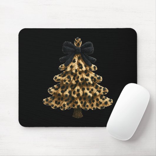 Women Coquette Bow Leopard Christmas Tree Xmas Hol Mousepad (Mit Mouse)