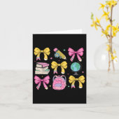 Women Coquette Pink Bow Ribbons Pencil Teacher App Karte (Gelbe Blume)