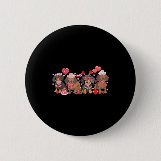 Women Dachshund Valentine’s Day Sausage Dog Bandan Button (Vorderseite)