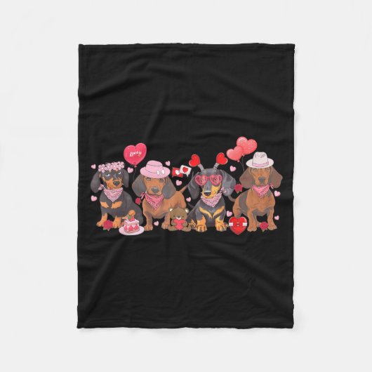 Women Dachshund Valentine’s Day Sausage Dog Bandan Fleecedecke (Vorderseite)
