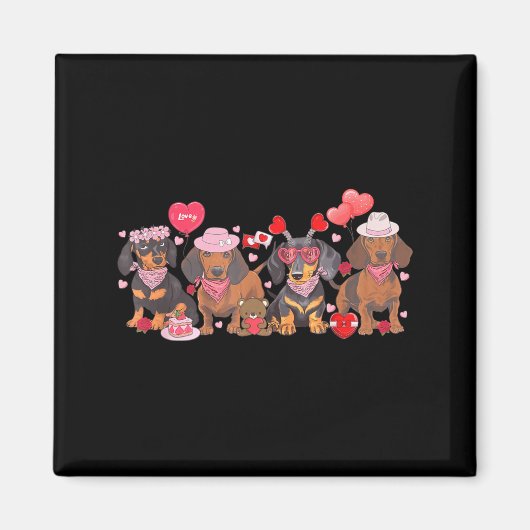 Women Dachshund Valentine’s Day Sausage Dog Bandan Magnet (Vorne)