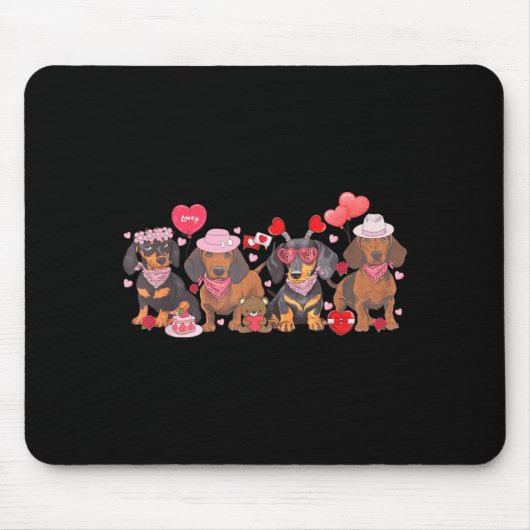 Women Dachshund Valentine’s Day Sausage Dog Bandan Mousepad (Vorne)
