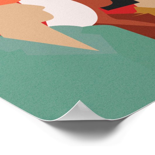 Women Diversity - Mid-Century Modern , Empowered Poster (Ecke)