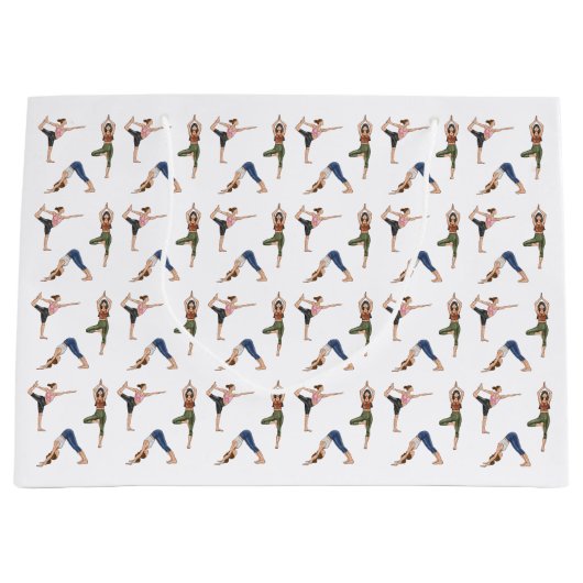 Women Doing Yoga Poses Cool Workout Pattern Große Geschenktüte (Vorderseite)
