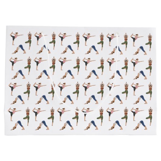 Women Doing Yoga Poses Cool Workout Pattern Große Geschenktüte (Rückseite)