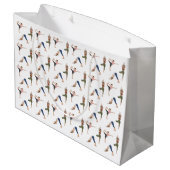 Women Doing Yoga Poses Cool Workout Pattern Große Geschenktüte (Rückseite Schrägansicht)