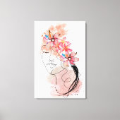 Women Face line art with pink frangipani Blume Leinwanddruck (Vorderseite)