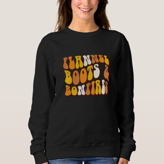 Women Fall Flannel Boots And Bonfires Autumn Thank Sweatshirt (Vorderseite)