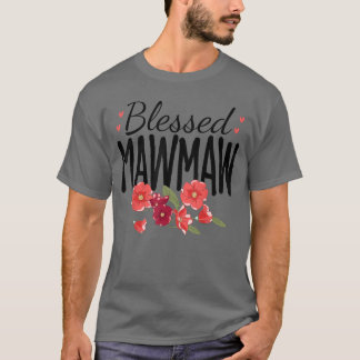 Women Flowers Blessed Mawmaw for Grandparents Moth T-Shirt