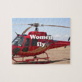 Women fly: red helicopter puzzle (Horizontal)