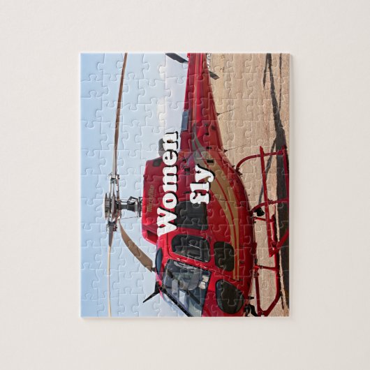 Women fly: red helicopter puzzle (Vertikal)