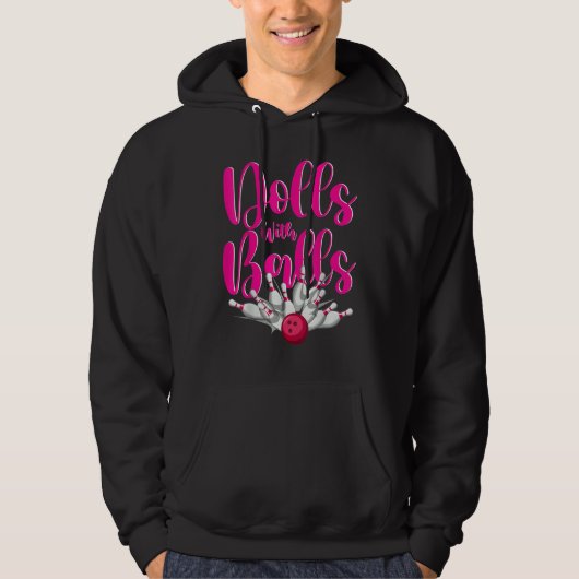 Women Girls Bowling Team Dolls With Balls Hoodie (Vorderseite)
