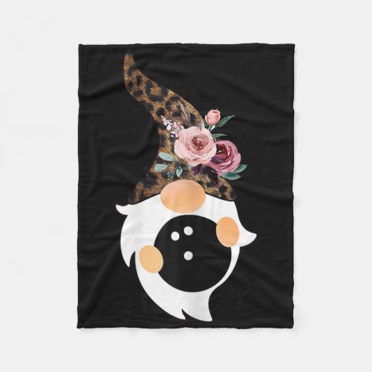 Women Girls Cute Bowling And Gnome With Leopard Fl Fleecedecke (Vorderseite)
