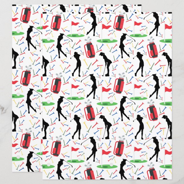 Women Golfers Scrapbook Paper (Vorne/Hinten)
