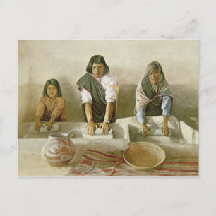 Women Grinding Corn, Pueblo of Laguna, c.1905 (col Postkarte