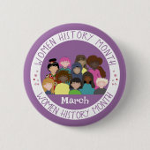 Women History Month Purple and White Round PIn Button (Vorderseite)
