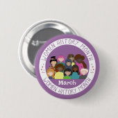 Women History Month Purple and White Round PIn Button (Vorne & Hinten)