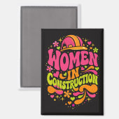 Women In Construction Retro Empowerment Magnet (Vorderseite/Rückseite)