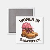 Women in Construction Work Boots and Hard Hat Magnet (Vorderseite/Rückseite)