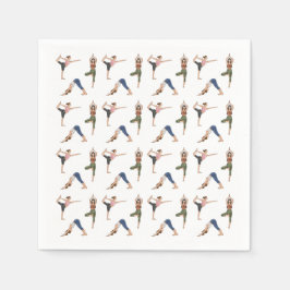 Women In Yoga Poses Stretching Fun Workout Pattern Serviette