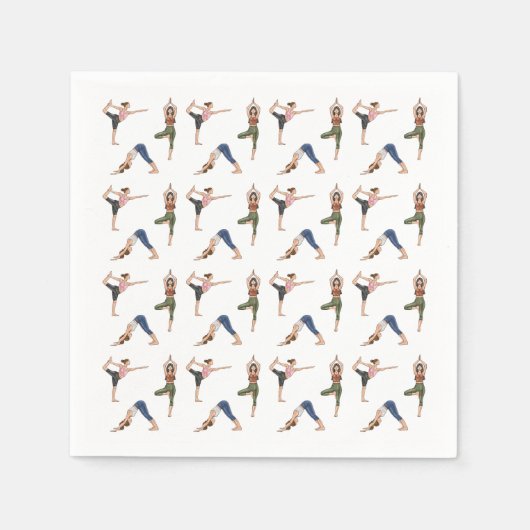 Women In Yoga Poses Stretching Fun Workout Pattern Serviette (Vorderseite)